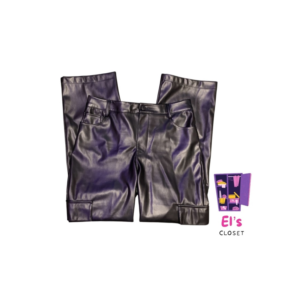Bluenotes Black Soft Faux Leather Cargo Pants SM